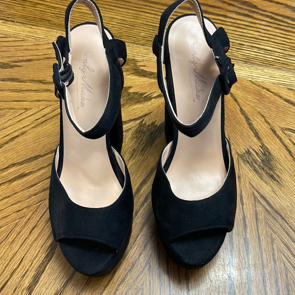 Only Maker Suede Platform Sandal. 6.5” heel with 2” platform